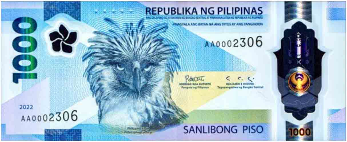 2022 1000 PHP Philippine Peso Note Front 